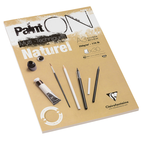 Clairefontaine Paint On Naturel Multiteknikpapper – naturfärger, grova