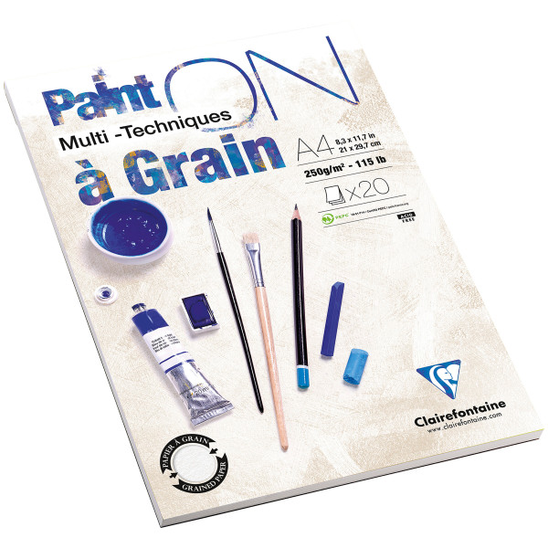 Clairefontaine Paint On à Grain Multiteknikpapper – vitt, kornig